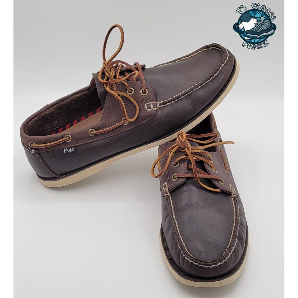 Polo Ralph Lauren Bienne Men's Leather Boat Shoes Mens Size 12 Chocolate Brown